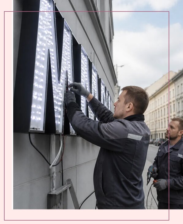 Изготовление и монтаж светодиодных LED вывесок в Полысаеве
